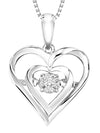 NECKLACES - Sterling Silver Diamond Heart Shaped Necklace