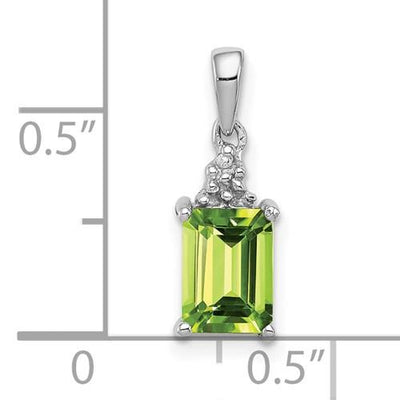 NECKLACES - Sterling Silver Peridot & .003cttw Diamond Pendant Necklace