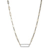 NECKLACES - Sterling Silver Two-tone 17" Necklace Made With Paperclip Chain & CZ Link In Center