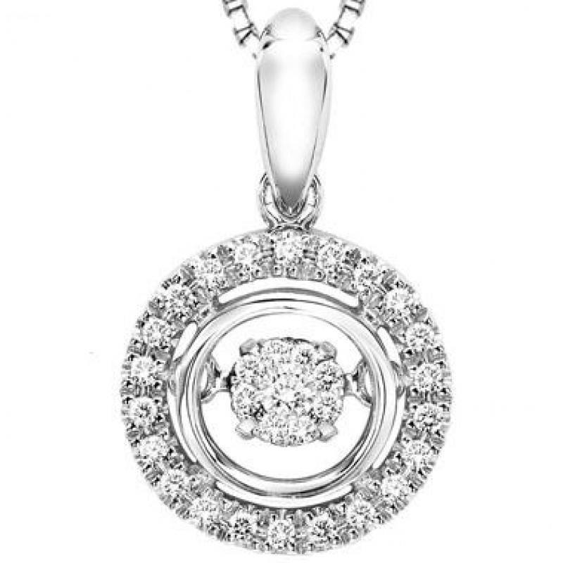 RHYTHM OF LOVE - Sterling Silver Rhythm Of Love 1/10cttw Diamond Halo Necklace