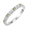 RINGS - 10k White Gold Diamond And Emerald Cut Peridot Channel Set Birthstone Ring