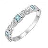 RINGS - 10k White Gold Diamond And Square Blue Topaz Birthstone Ring