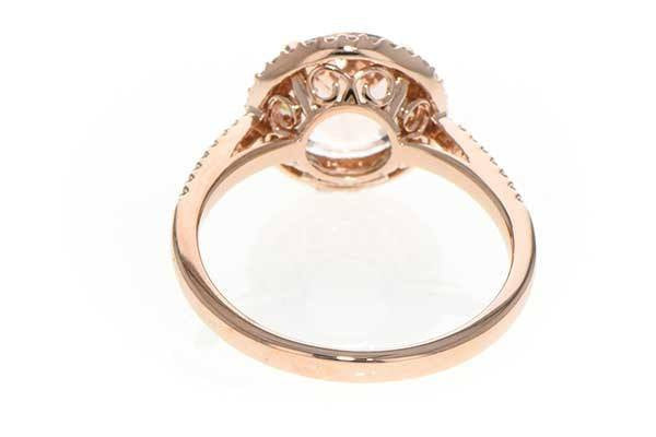 RINGS - 14K Rose Gold Morganite And Diamond Halo Ring