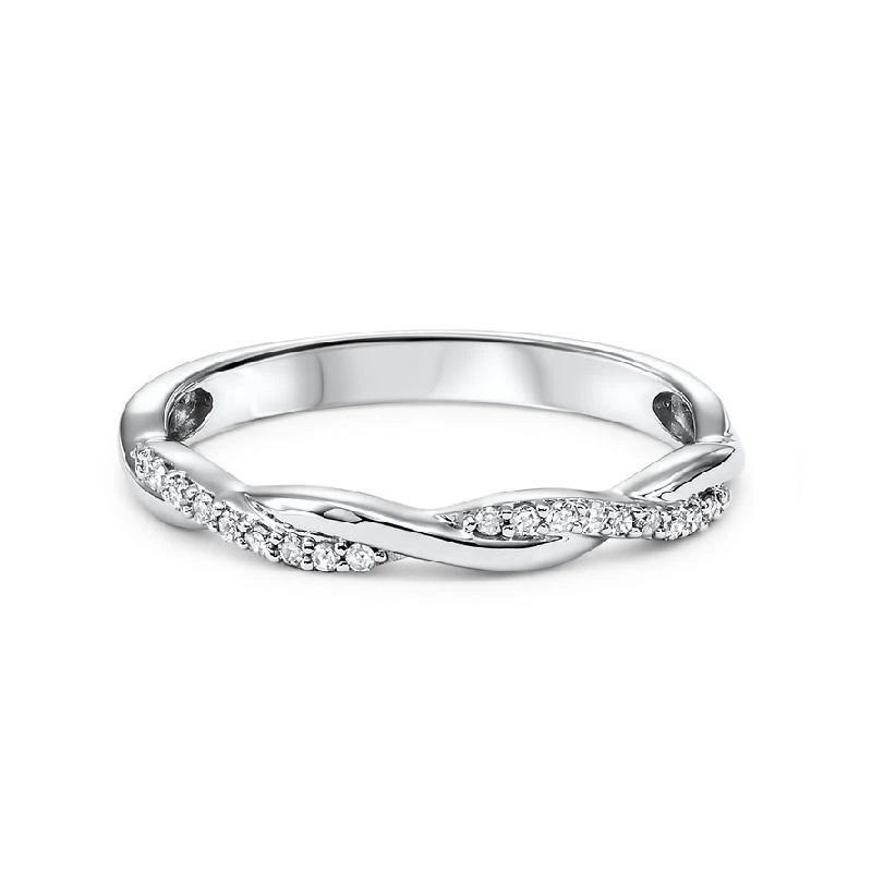 Crossover Diamond Band 1/10 Cttw 14K White Gold