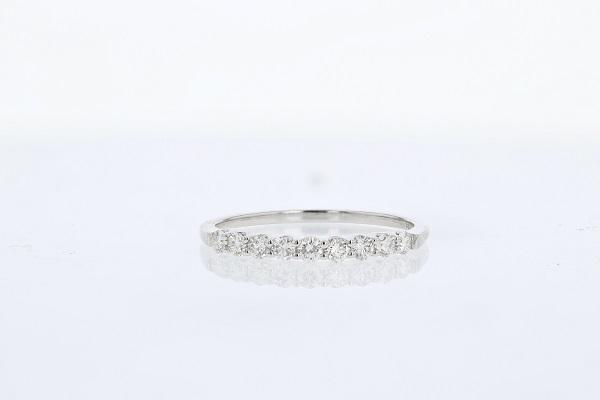 RINGS - 14K White Gold 1/3cttw 9-Stone Round Diamond Band