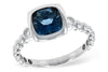 RINGS - 14K White Gold 1.58ct Cushion Cut London Blue Topaz Ring With Bezel Diamond Accents