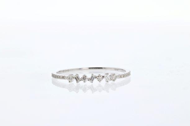 RINGS - 14K White Gold 1/5cttw Diamond Scatter Band.