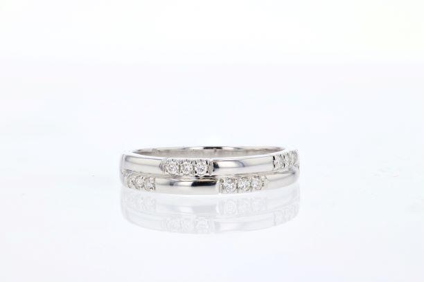 RINGS - 14K White Gold .16cttw Diamond Double Row Ring.