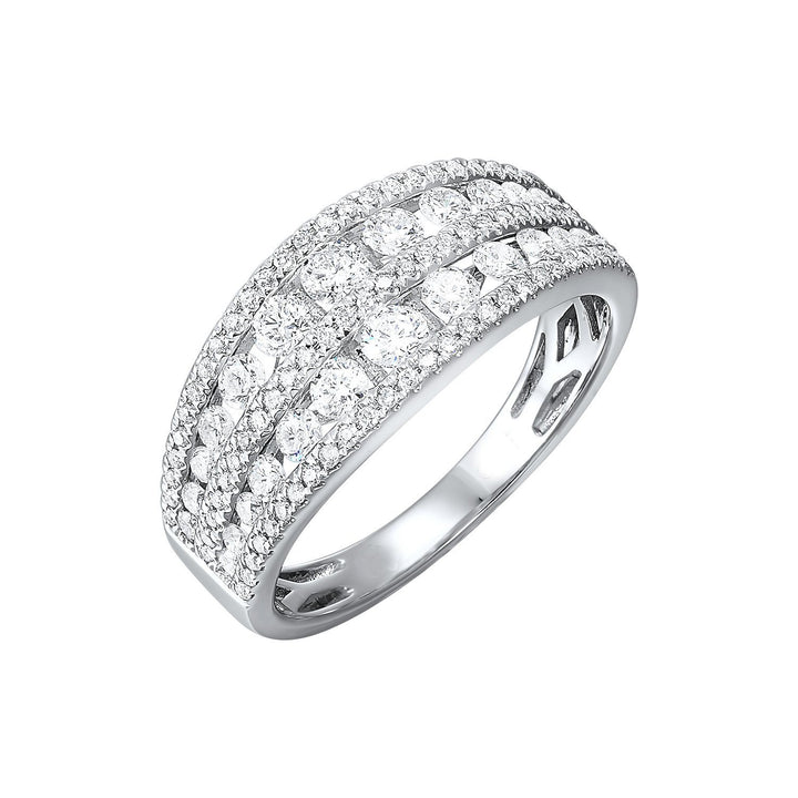 RINGS - 14k White Gold 1cttw 5-Row Diamond Ring
