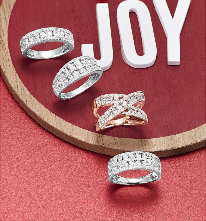 RINGS - 14k White Gold 1cttw 5-Row Diamond Ring