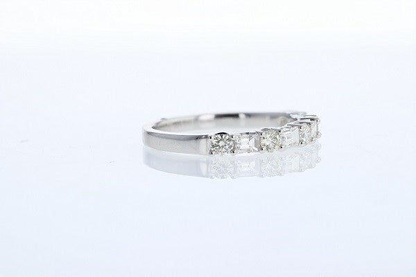 RINGS - 14K White Gold .81cttw Diamond Alternating Fashion Ring