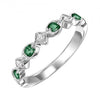RINGS - 14K White Gold Diamond And Emerald Birthstone Ring