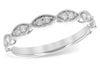 RINGS - 14K White Gold Marquise Shaped Station .14cttw Round Diamond Stackable Ring