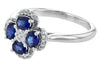 RINGS - 14K White Gold Sapphire And Diamond Floral Cluster Ring