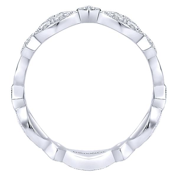 RINGS - 14K White Gold Vintage Style .13cttw Diamond Stackable Ring