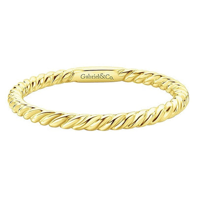 RINGS - 14K Yellow Gold Rolled Metal Design Stackable Band