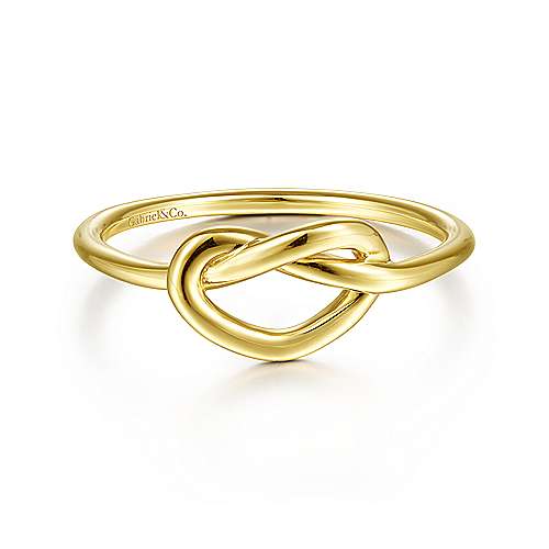 RINGS - 14K Yellow Gold Twisted Heart Pretzel Ring