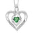 Sterling Silver Created Emerald and Diamond Heart Shaped Necklace