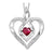 Sterling Silver Created Ruby and Diamond Heart Shaped Necklace