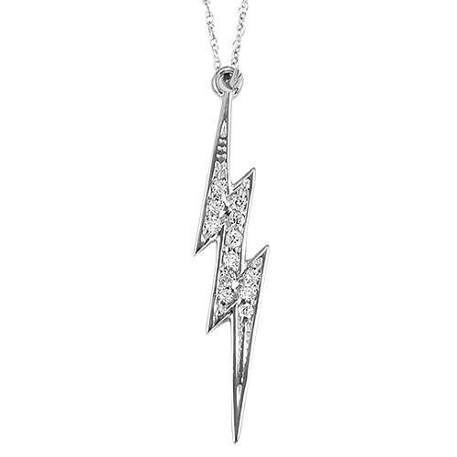 UNDER $200 - Sterling Silver Lightning Bolt Diamond Necklace