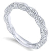 WEDDING - 14k White Gold .13cttw Marquise Shaped Station Diamond Wedding Band With Engraved Shank
