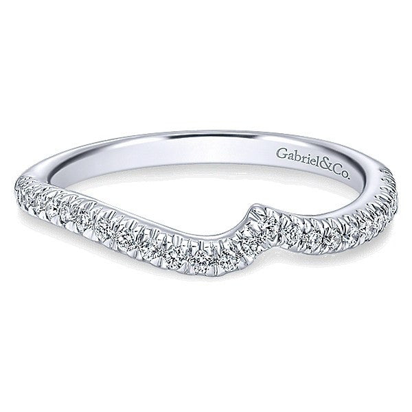WEDDING - 14K White Gold .22cttw Bead Set Contoured Diamond Wedding Band