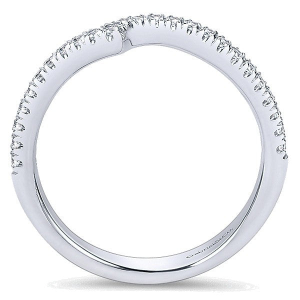 WEDDING - 14K White Gold .22cttw Bead Set Contoured Diamond Wedding Band
