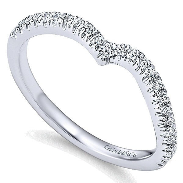 WEDDING - 14K White Gold .22cttw Bead Set Contoured Diamond Wedding Band