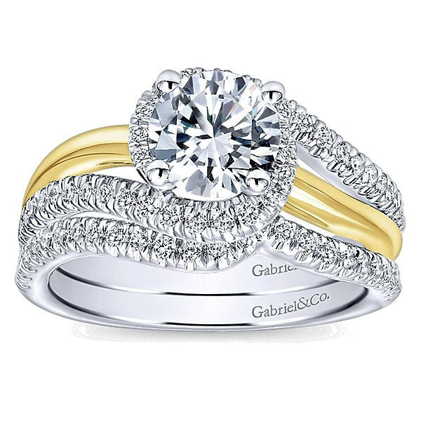 WEDDING - 14K White Gold .22cttw Bead Set Contoured Diamond Wedding Band