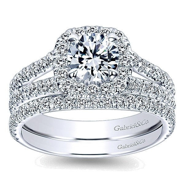 WEDDING - 14k White Gold .31cttw Split Prong Contoured Diamond Wedding Band