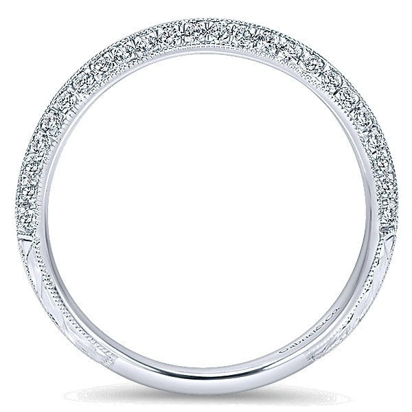 WEDDING - 14k White Gold .36cttw Double Row Angled Diamond Wedding Band With Engraved Shank