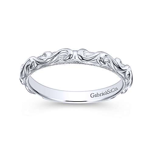 Ornate Wedding Band 14K White Gold 148B | Mullen Jewelers