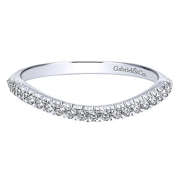 WEDDING - 14K White Gold Split Prong Contoured 1/6cttw Diamond Wedding Band