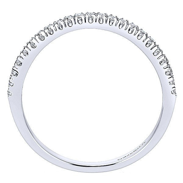 WEDDING - 14K White Gold Split Prong Contoured 1/6cttw Diamond Wedding Band