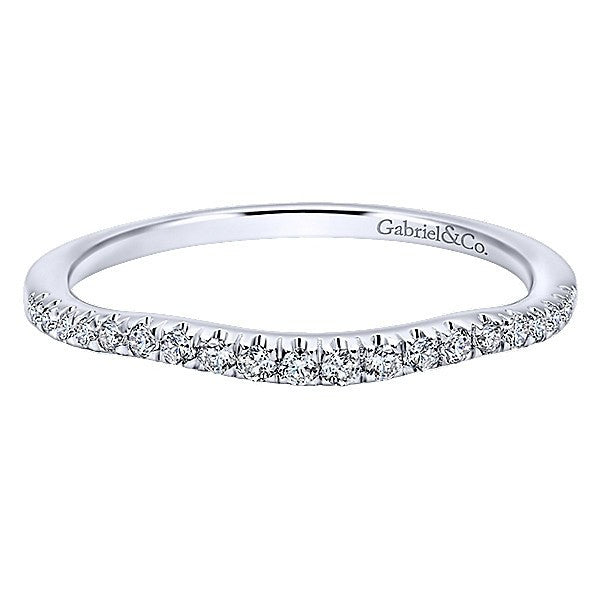 WEDDING - 14K White Gold Split Prong Contoured Diamond Wedding Band