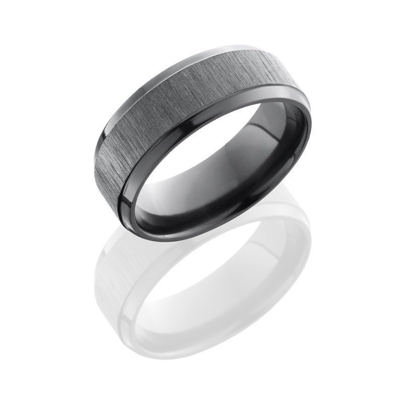 WEDDING - Black Zirconium 8mm Wide Cross Satin Beveled Wedding Band