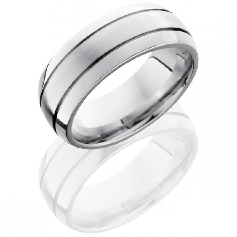 WEDDING - Cobalt Chrome 8mm Domed 3-band Mens Wedding Band