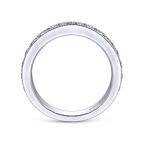 Wedding Ring - 14K White Gold 1.00cttw Bead Set 16-Stone Diamond Band With Milgrain Edging