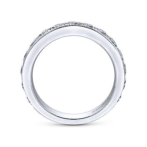 Wedding Ring - 14K White Gold 1.50cttw Bead Set 15-Stone Diamond Band With Milgrain Edging