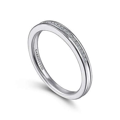 Wedding Ring - 14K White Gold .10cttw 20-Stone Channel Set Diamond Band