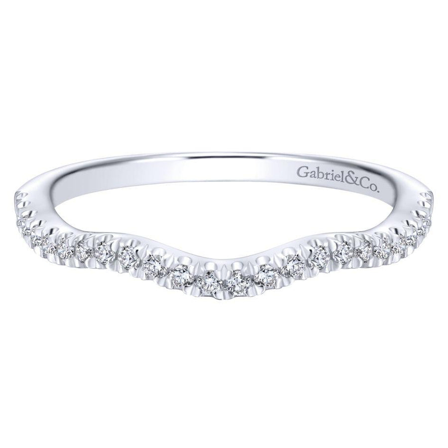 Wedding Ring - 14K White Gold .16cttw Curved Pave Diamond Wedding Band