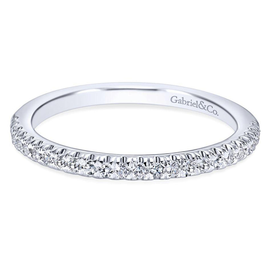 Wedding Ring - 14K White Gold .19cttw Straight Pave Diamond Wedding Band
