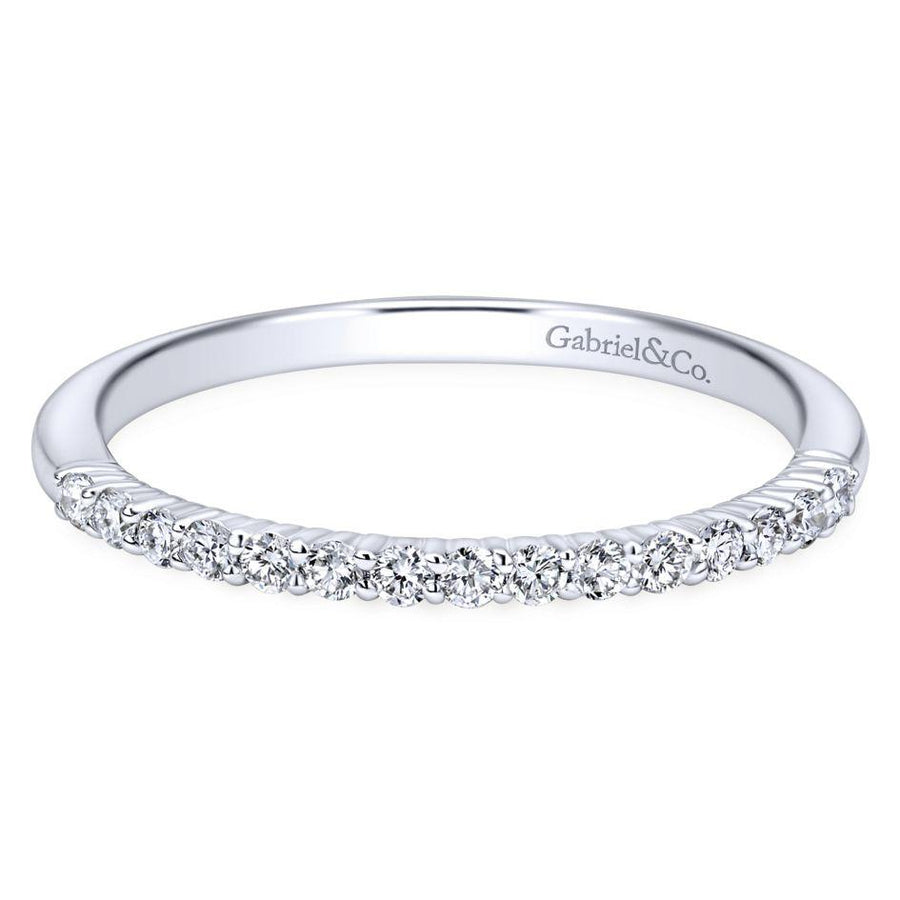 Wedding Ring - 14K White Gold .19cttw Straight Pave Diamond Wedding Band