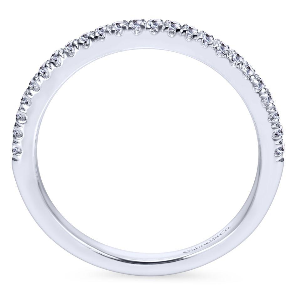 Wedding Ring - 14K White Gold .19cttw Straight Pave Diamond Wedding Band