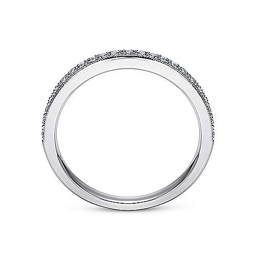 Wedding Ring - 14K White Gold .21cttw Vintage Style Straight Bead Set Diamond Wedding Ring #11B