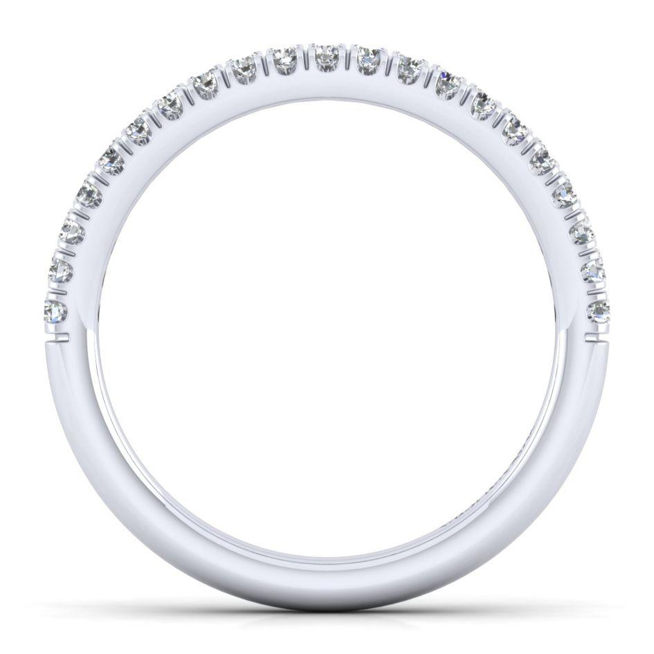 Wedding Ring - 14K White Gold .24cttw Straight Pave Diamond Curved Wedding Band