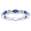 Wedding Ring - 14K White Gold Diamond And Marquise Sapphire Stackable Ring