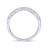 Wedding Ring - 14K White Gold Vintage Curved Diamond Wedding Ring