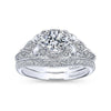 Wedding Ring - 14K White Gold Vintage Curved Diamond Wedding Ring