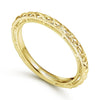 Wedding Ring - 14K Yellow Gold Engraved Stackable Ring